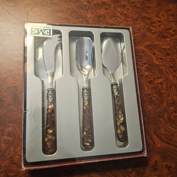 flatware 3-piece napoleon tortoise  made in Italy stainless - Picture 1 of 5